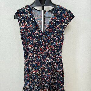 J.Crew Navy Floral Mini Dress – Size 6 – Spring-Ready, Feminine Fit & Flare